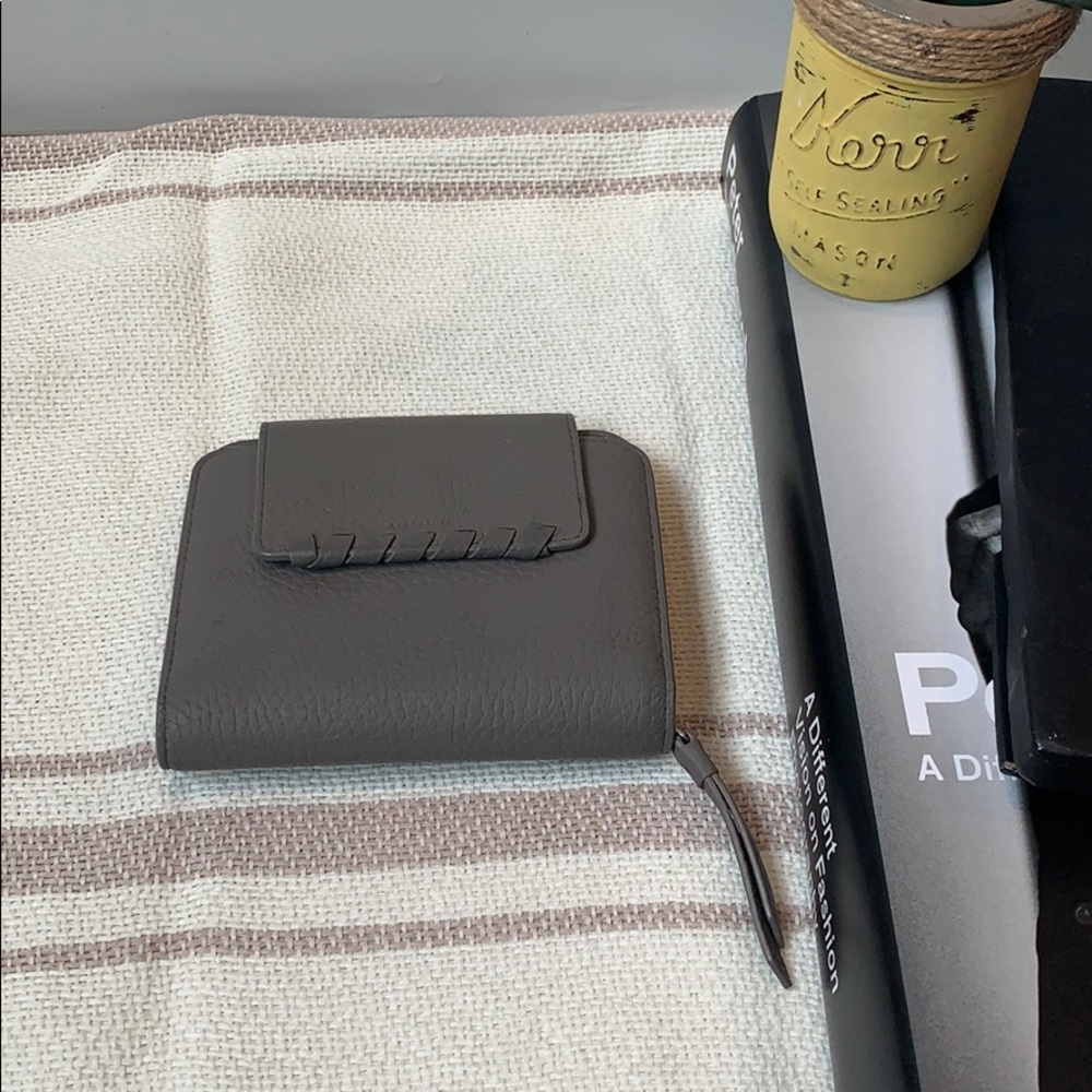 All Saints Grey Leather Wallet and Coin Purse